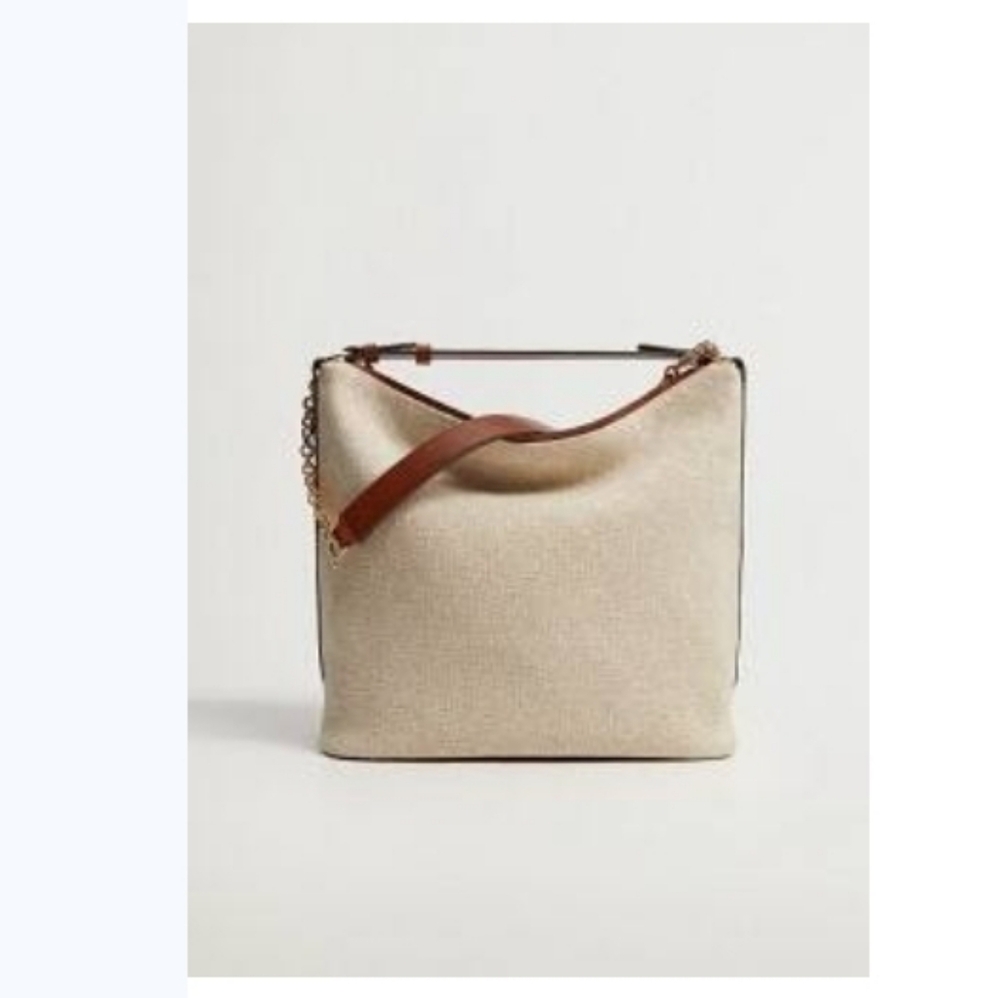 Mango Cream and Brown Shoulder Bag with Timeless Design